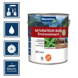 Blanchon saturateur gris vieilli bois environnement 5L éco responsable - Planchers extérieures, terrasses 2