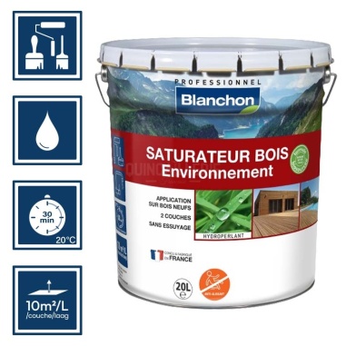 Pictos : application; temps de séchage 30 min; nettoyage à l'eau; 10m²/l/couche