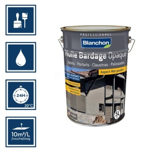 Blanchon huile gris naturel pour bardages, portails, volets 5L 2