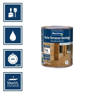 Huiles teinte ipé pour bois exterieurs - Terrasses bardage Blanchon 1L 2