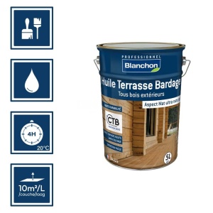 Huile terrasse bardage ipé Blanchon 5L pour terrasses, portails, palissades 2