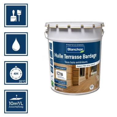 Pictos : application; temps de séchage 4h; nettoyage à l'eau; 10m²/l/couche