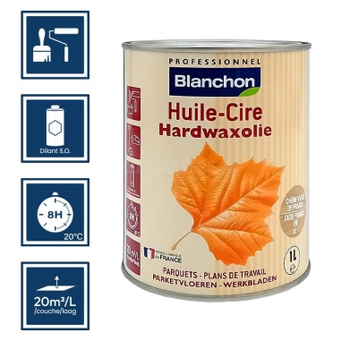 Pictos : application; temps de séchage; nettoyage ustensiles au diluant SO; 20m²/l/couche