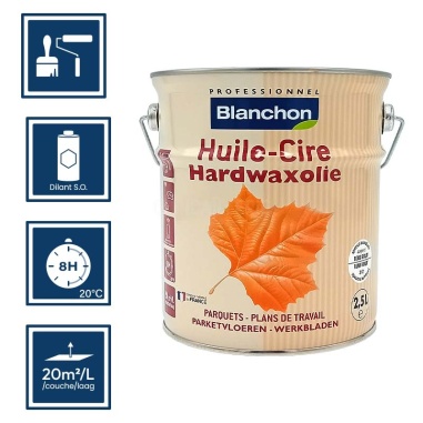 Pictos : application; temps de séchage; nettoyage ustensiles au diluant SO; 20m²/l/couche