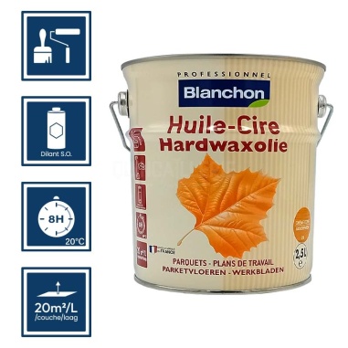 Pictos : application; temps de séchage; nettoyage ustensiles au diluant SO; 20m²/l/couche