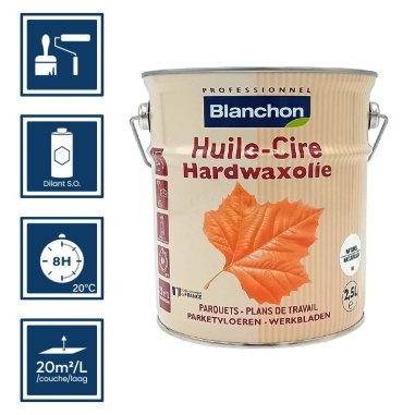 Pictos : application; temps de séchage; nettoyage ustensiles au diluant SO; 20m²/l/couche