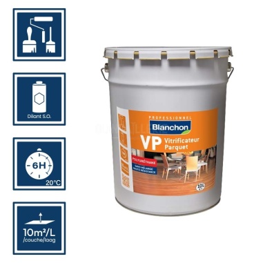 Pictos : application au pinceau, au rouleau ou au spalter / Séchage en 6h 20°C / Nettoyage diluant S.O / Rendement 10m²/l