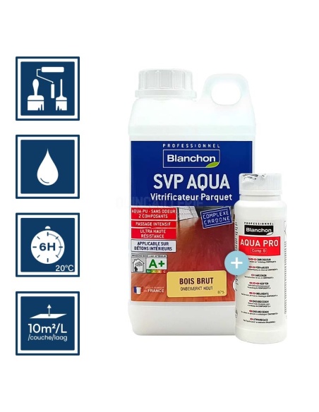 Vitrificateur bois brut bi-composant SVP AQUA 1L - Blanchon