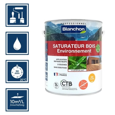 Saturateur bois environnement bois clair biologique - 5L Blanchon