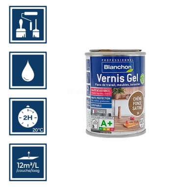 Vernis chĂȘne foncĂ© gel biosourcĂ© 0,25L -  Pour bois intĂ©rieur Blanchon