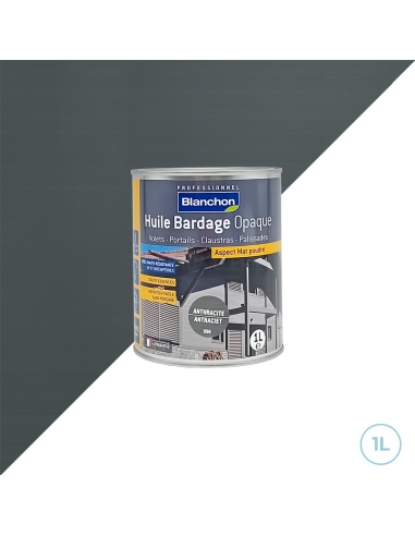 Huile bardage opaque anthracite pour bois extérieurs verticaux 1L - Blanchon