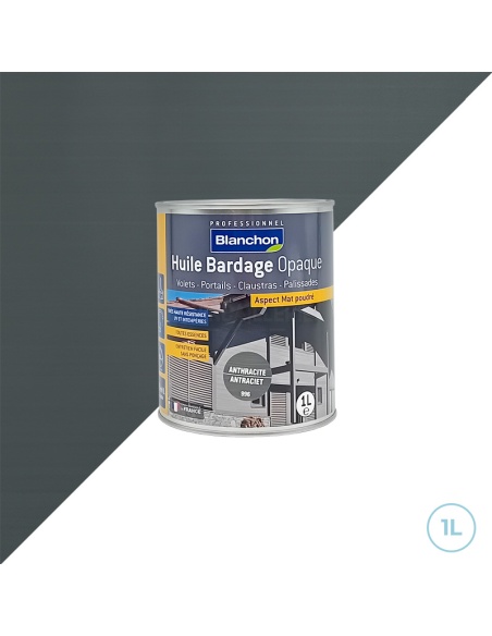 Huile bardage opaque anthracite pour bois extérieurs verticaux 1L - Blanchon