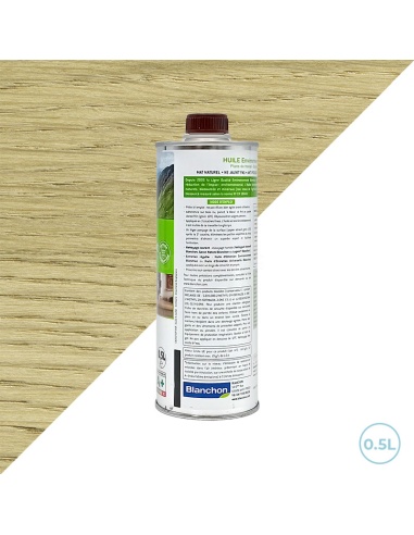 Huile environnement biosourcée bois brut Blanchon 0,5L pour meubles, plans de travail, boiseries