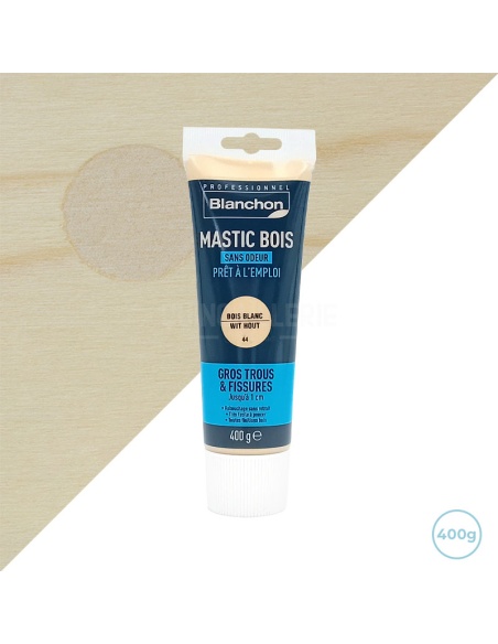 Mastic bois blanc tube 400g Blanchon