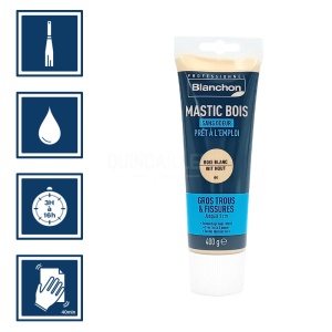 Mastic bois blanc tube 400g Blanchon 2