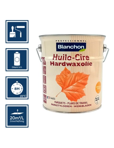 Pictos : application; temps de séchage; nettoyage ustensiles au diluant SO; 20m²/l/couche