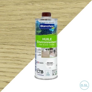 Huile environnement biosourcée bois brut Blanchon 0,5L pour meubles, plans de travail, boiseries