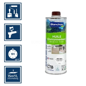 Huile environnement biosourcée bois brut Blanchon 0,5L pour meubles, plans de travail, boiseries 2