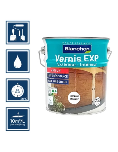 Pictos : application; temps de séchage 3h; nettoyage ustensiles à l'eau; rendement 12m²/l/couches