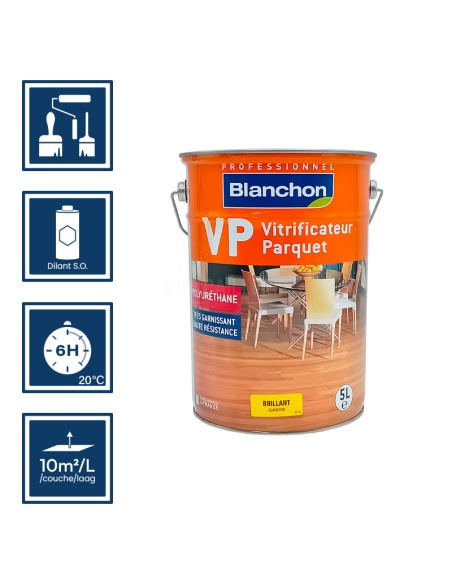 Pictos : application au pinceau, au rouleau ou au spalter / Séchage en 6h 20°C / Nettoyage diluant S.O / Rendement 10m²/l