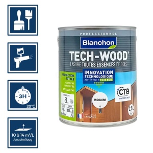 Lasure Blanchon tech-wood 2,5L incolore - Pour tous types de bois 2