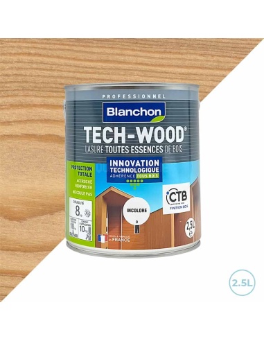 Lasure Blanchon tech-wood 2,5L incolore - Pour tous types de bois