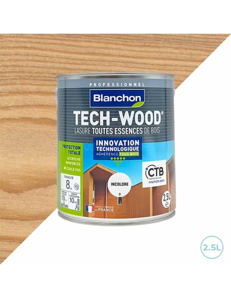 Lasure Blanchon tech-wood 2,5L incolore - Pour tous types de bois