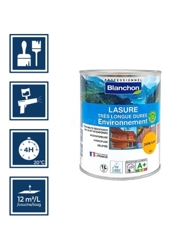 Pictos : application; séchage complet 4h; utilisation pistolet; rendement 12m²/l/couche