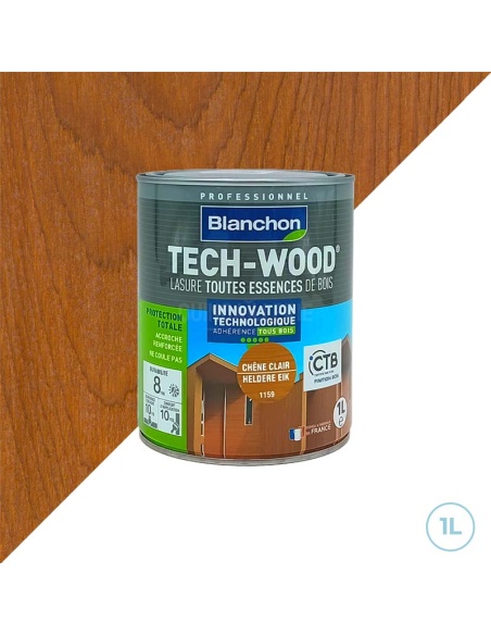Blanchon lasure tech-wood pour boiserie extérieures - Chêne clair 1L