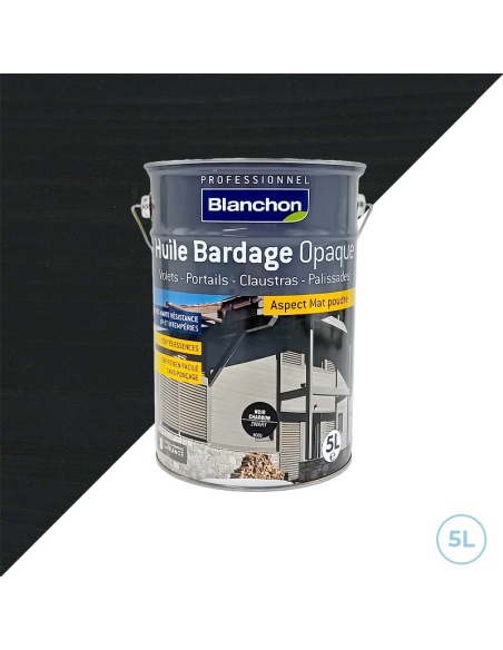 Huile bardage opaque noir charbon 5L Blanchon