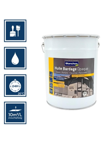 Pictos : application; temps de séchage 24h; nettoyage à l'eau; 10m²/l/couche