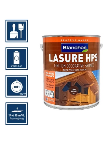 Pictos : application; séchage complet 10h; nettoyage ustensiles au diluant S.O.; rendement 14 à 18m²/l/couches