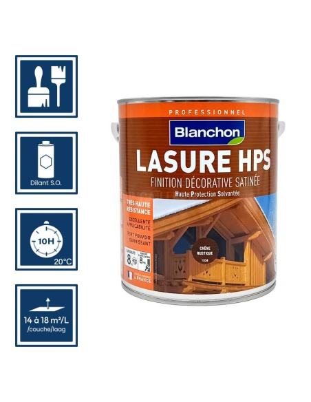 Pictos : application; séchage complet 10h; nettoyage ustensiles au diluant S.O.; rendement 14 à 18m²/l/couches