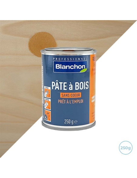 Pate à bois pour rayures, fissures, trous - Couleur chêne doré 250g - Blanchon