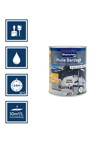 Pictos : application; temps de séchage 24h; nettoyage à l'eau; 10m²/l/couche