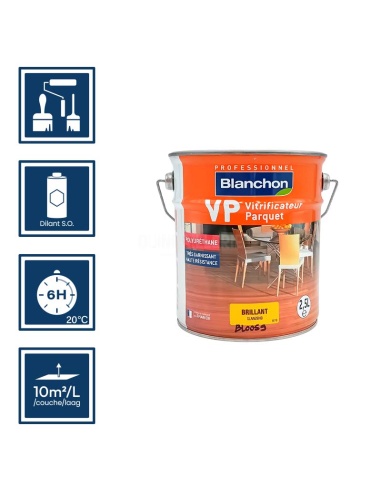 Pictos : application au pinceau, au rouleau ou au spalter / Séchage en 6h 20°C / Nettoyage diluant S.O / Rendement 10m²/l