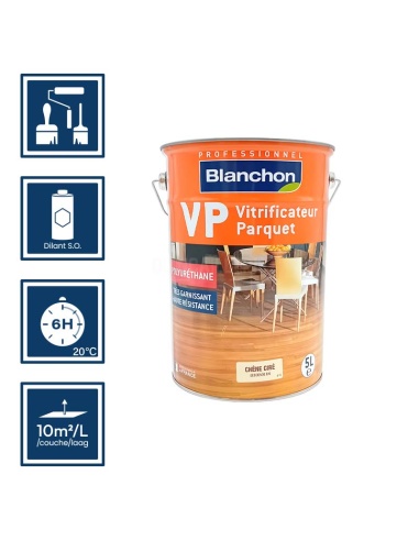 Pictos : application au pinceau, au rouleau ou au spalter / Séchage en 6h 20°C / Nettoyage diluant S.O / Rendement 10m²/l