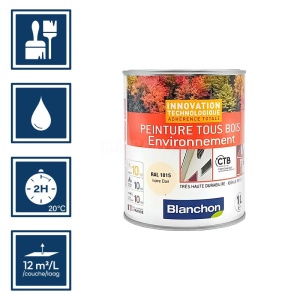 Peinture pour toutes boiseries environnement ral 1015 ivoire clair 1L - Blanchon 2