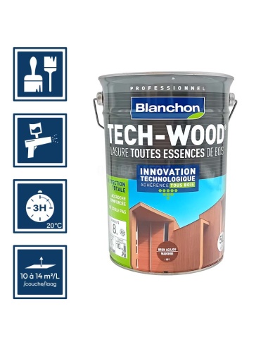 Pictos : application; séchage complet 3h; utilisation pistolet; rendement 10 à 14m²/l/couches