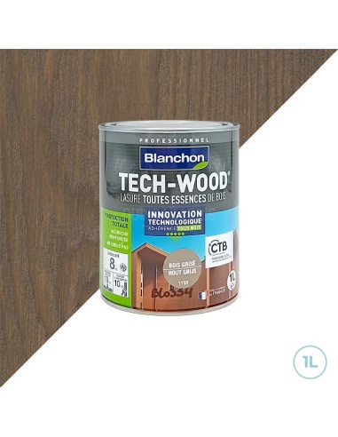 Blanchon - lasure tech-wood bois grise 1L  - Bois verticaux extérieurs