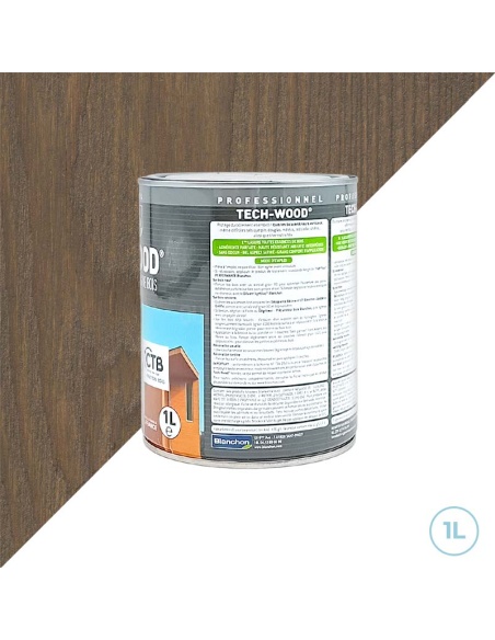 Blanchon - lasure tech-wood bois grise 1L  - Bois verticaux extérieurs