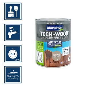 Blanchon - lasure tech-wood bois grise 1L  - Bois verticaux extérieurs 2