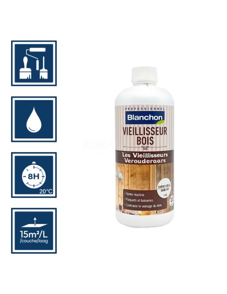 Pictos : application pinceaux rouleaux; recouvrable 8h; nettoyage ustensiles à l'eau; rendement 15m²/l/couche