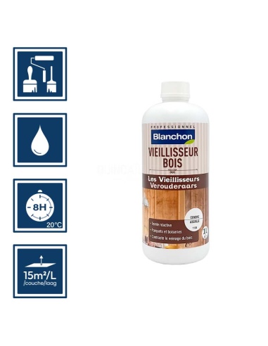 Pictos : application pinceaux rouleaux; recouvrable 8h; nettoyage ustensiles à l'eau; rendement 15m²/l/couche