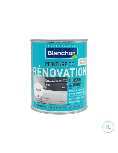 Peinture de rénovation blanc 1L Blanchon - Pour cuisine et salle de bains