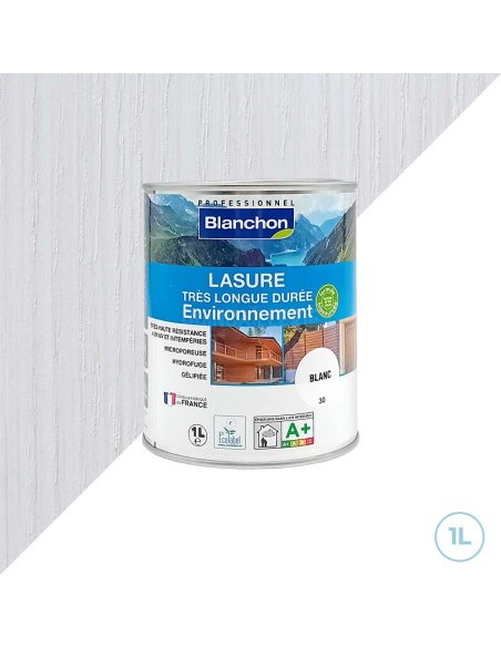 Blanchon - Lasure très longue tenue - 1L Blanc environnement  biologique