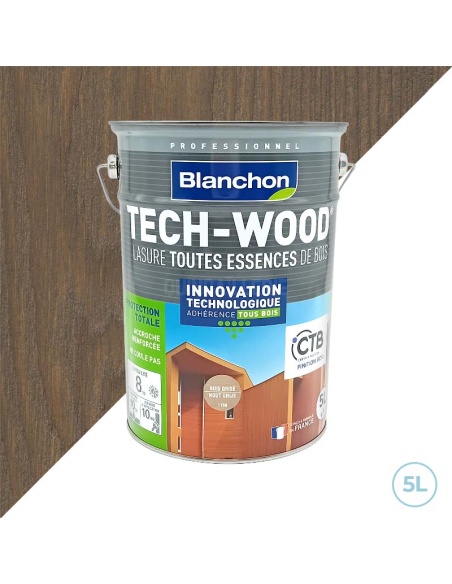 Lasure tech-wood bois grise - Blanchon - Bois grise 5L