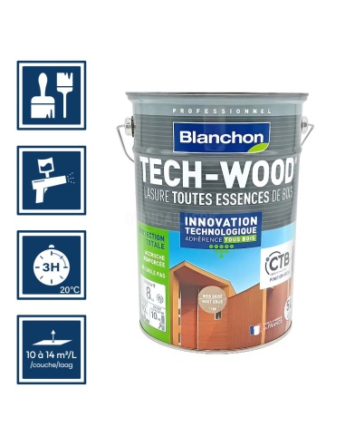 Pictos : application; séchage complet 3h; utilisation pistolet; rendement 10 à 14m²/l/couches