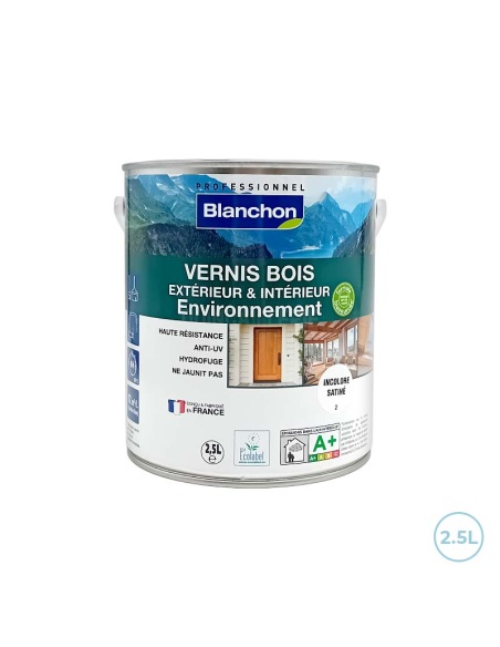 Vernis pour bois intérieur et extérieur environnement biosourcé Blanchon - Incolore satiné 2,5L