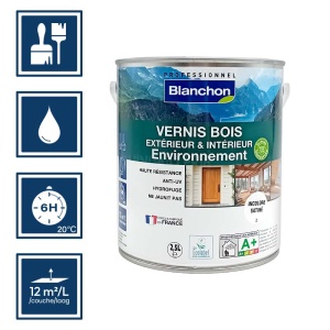 Vernis pour bois intérieur et extérieur environnement biosourcé Blanchon - Incolore satiné 2,5L 2